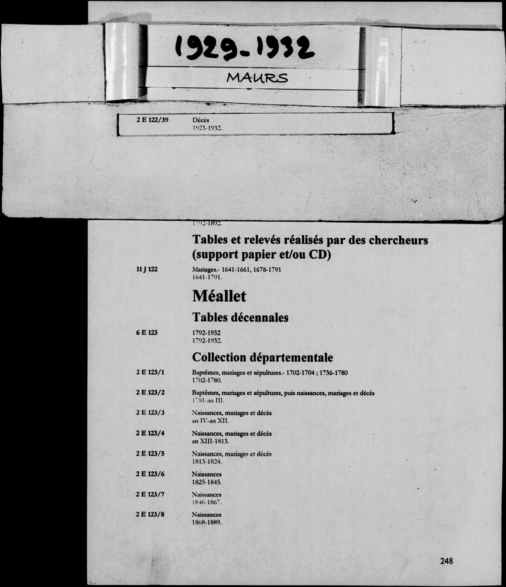 1929-1952 - Décès - Etat Civil - Collection Départementale - Maurs ...