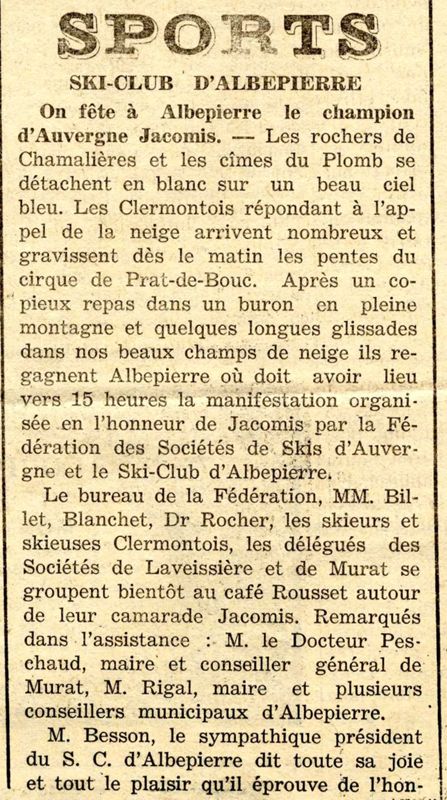 1934 Fête en l’honneur du champion d’Auvergne 1934