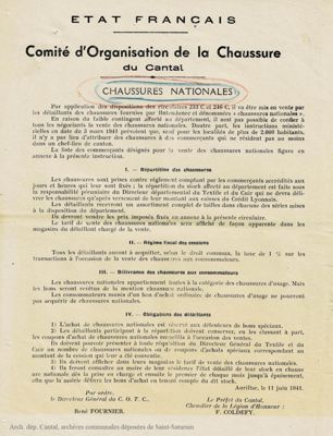 Circulaire du Comité d'Organisation de la Chaussure du Cantal