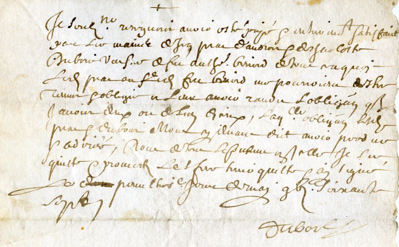 Quittance donnée par Dubois à Jean Prat et Charlotte Dubois (1667)