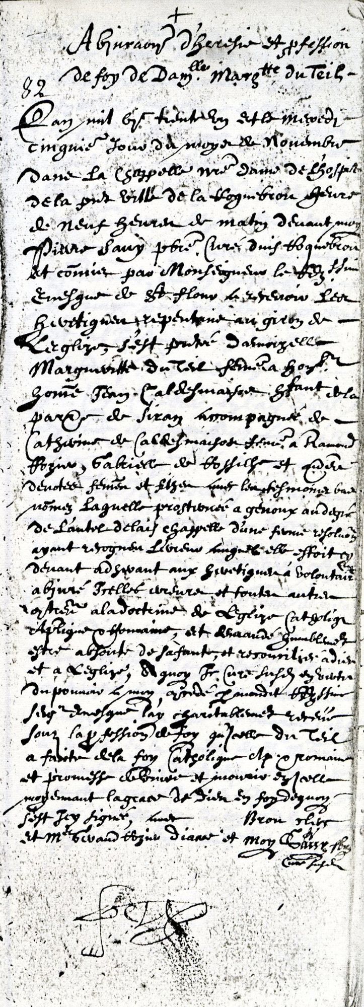 Acte d'abjuration de Marguerite du Teil à Laroquebrou (1631)