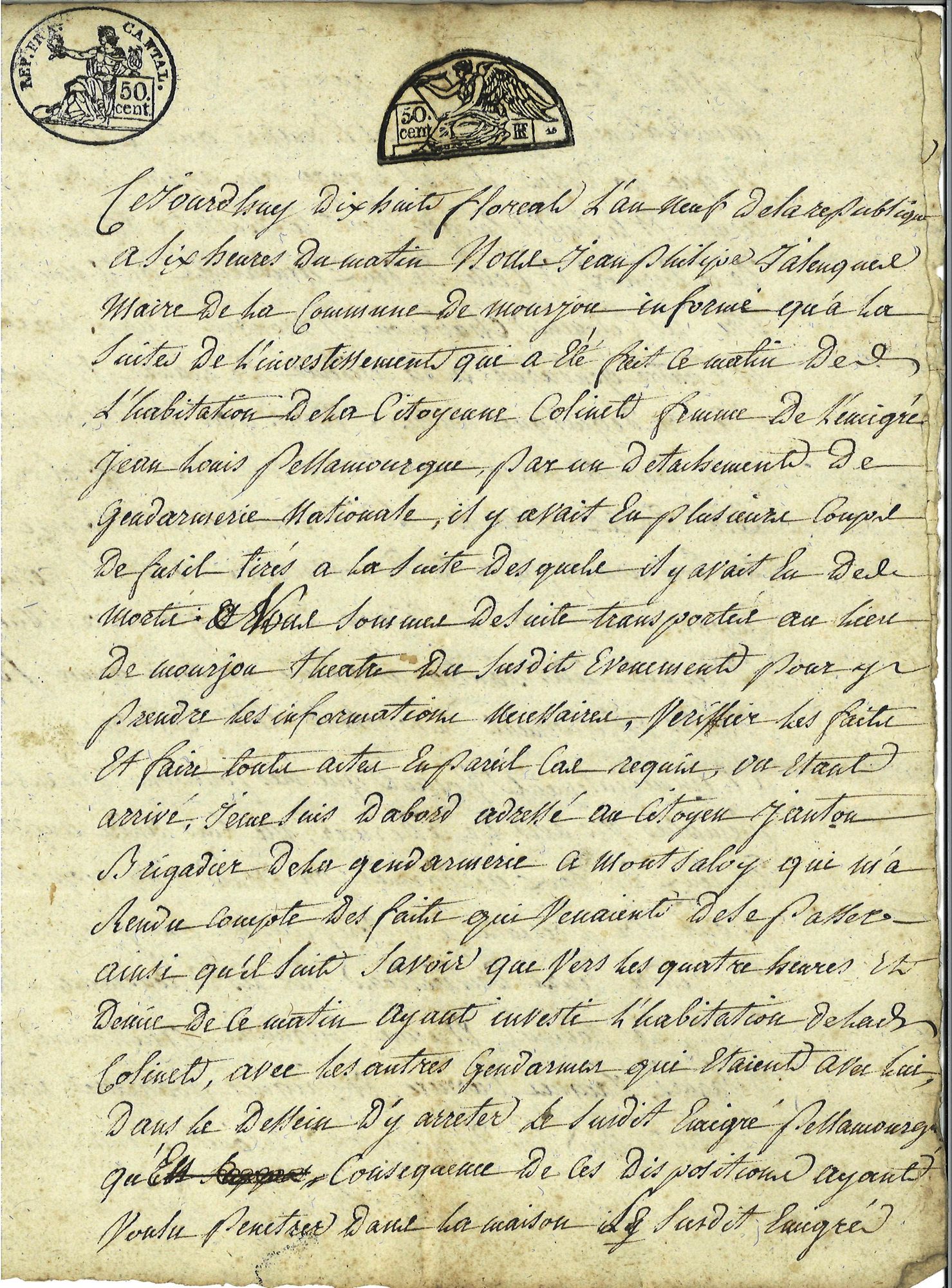 L'arrestation tourne au bain de sang ! Mourjou (an IX)