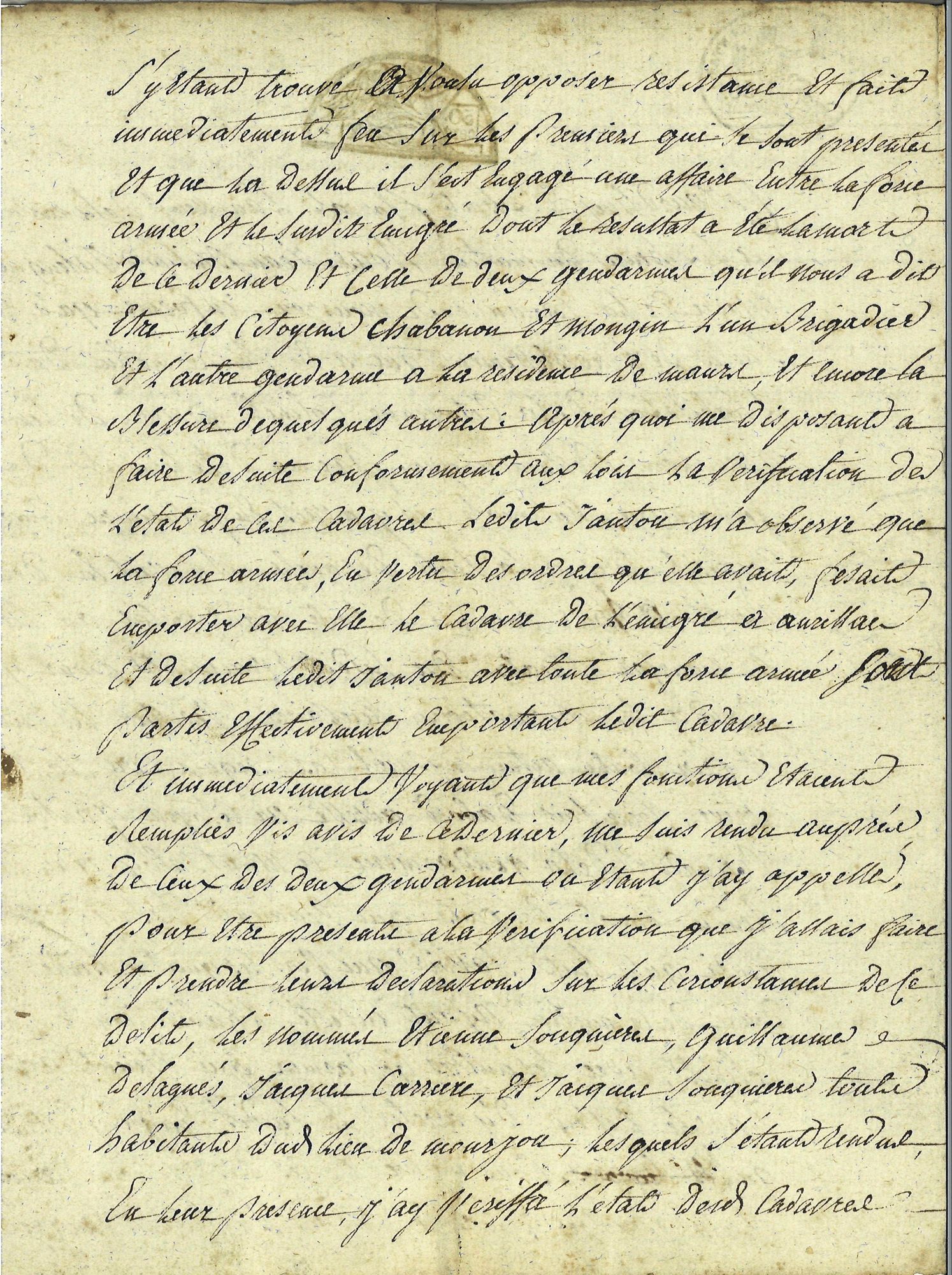 Procès-verbal du maire de Mourjou : page 2