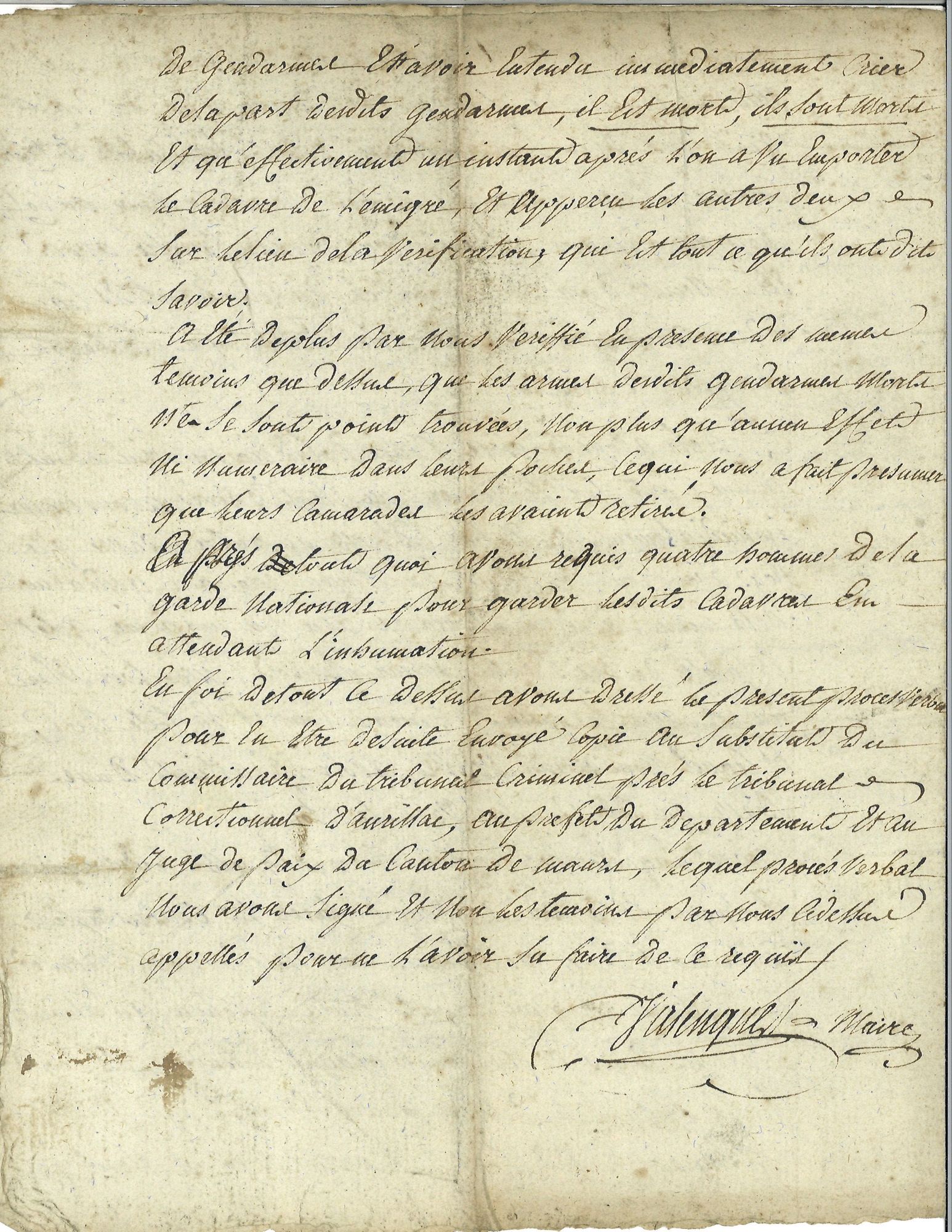 Procès-verbal du maire de Mourjou : page 4