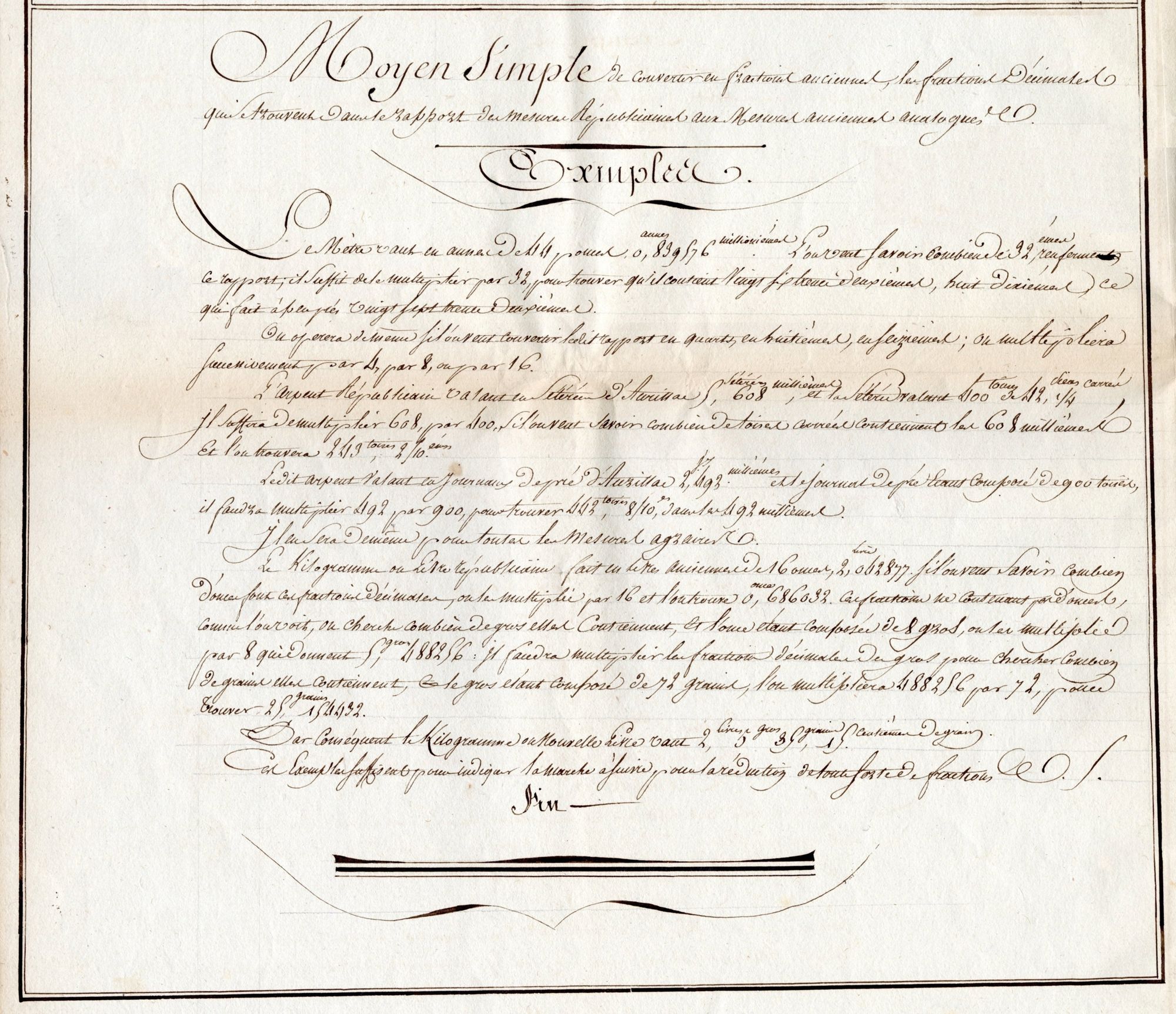 Exemples de conversion