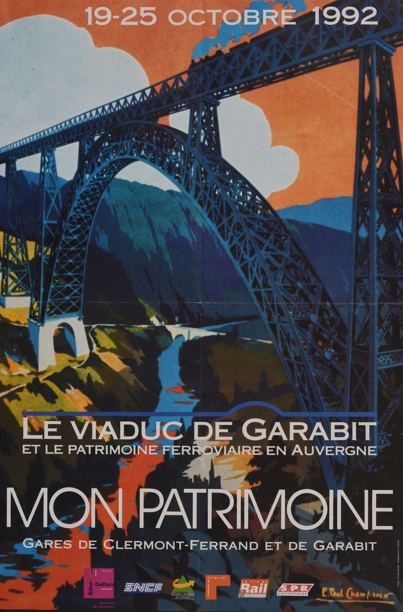 Affiche de l'exposition "Le viaduc de Garabit et le patrimoine ferroviaire en Auvergne" - AD015_1FI302