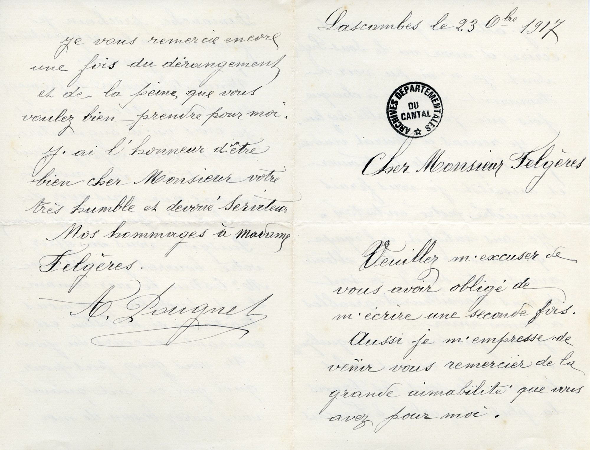Lettres d’un cultivateur au maire de la commune de Dienne 