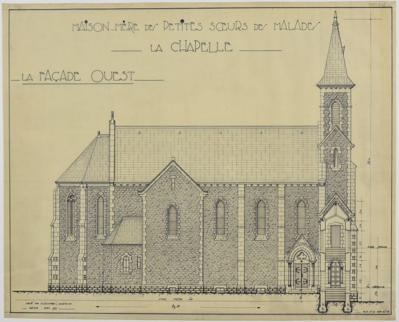 MAURIAC (1939-1943)   Cliquez pour agrandir l'image Elévation de la façade ouest par François Lascombes en avril 1939 