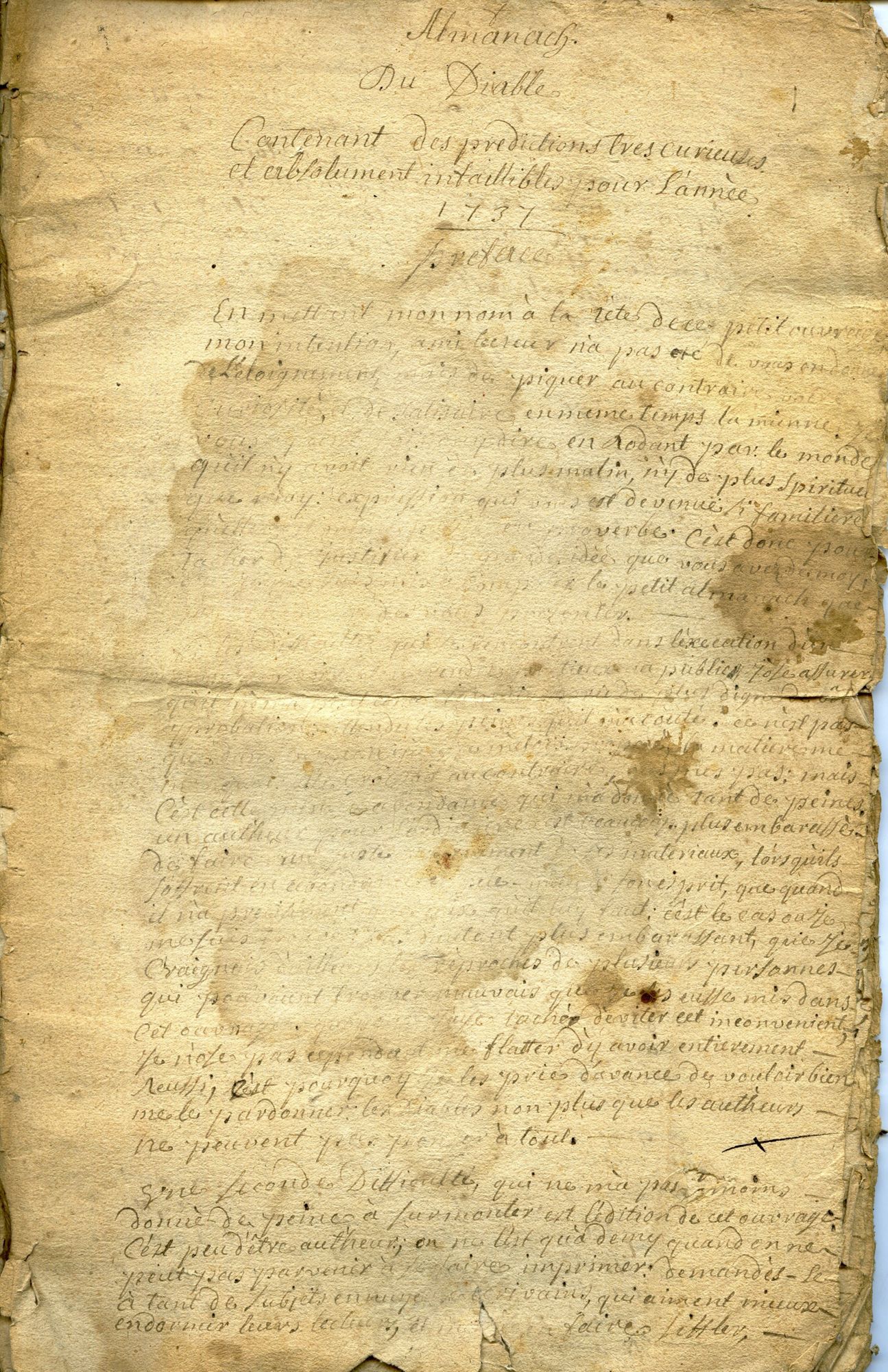 Prédictions sataniques et humour démoniaque : l’Almanach du Diable (1737)