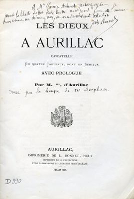 Première pages des "Dieux à Aurillac"